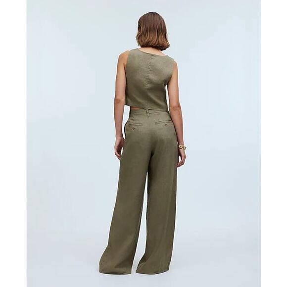 Madewell The Harlow Wide Leg Pants High Rise Linen Distant Surplus Green NWT 00 - Picture 5 of 11